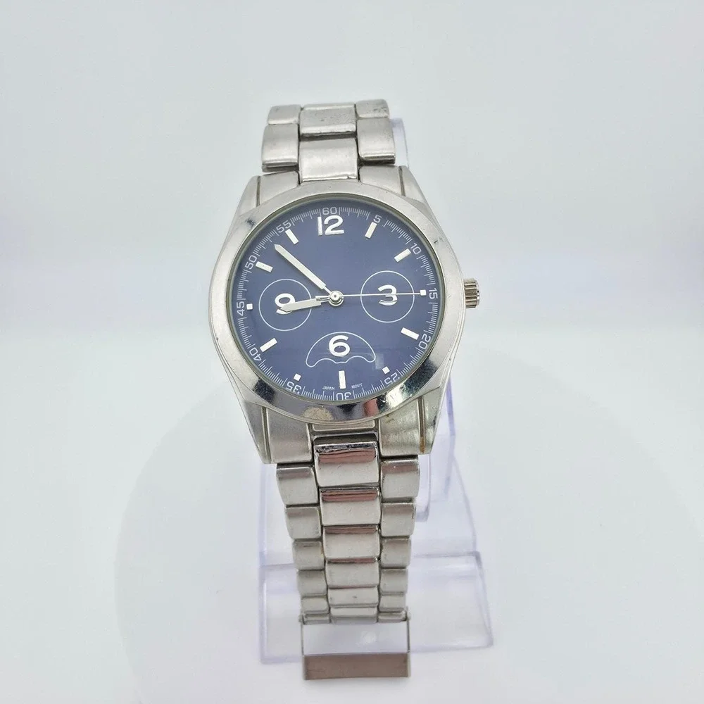 Men's Watch Blue Dial Quartz Movement Stainless Steel Bracelet 35mm 6.75